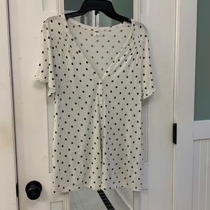 Old Navy Polka Dot Button Up T-Shirt Top Size L Large